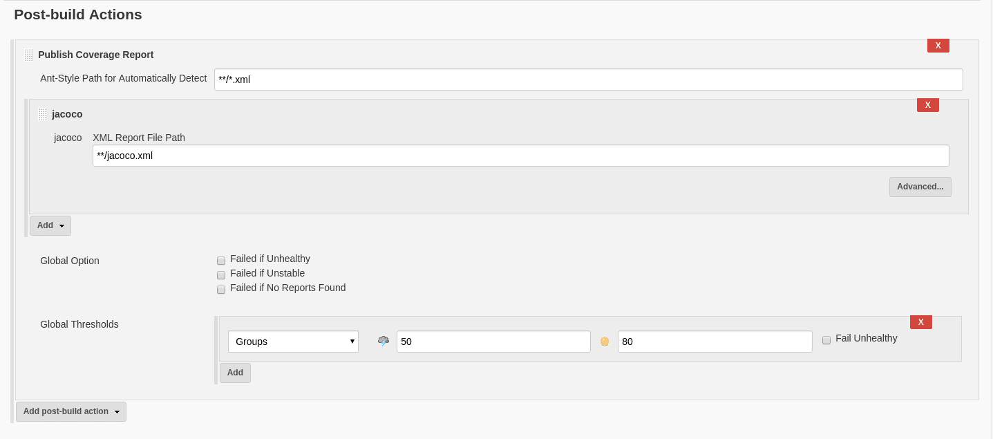 Code Coverage API Plugin Configuration configuration page