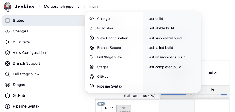 Updated breadcrumb navigation bar in Jenkins header.